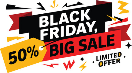 Black Friday big sale vector illustration limited offer banner with discount promotional marketing design for retail