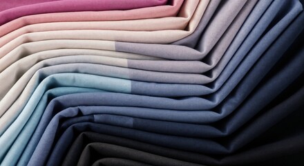 Folded fabric in soft gradient colors in clean photographic style, textile material