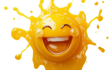 Emoji showing joyful laughter with tears highlighting cheerful emotions and playful expression isolated on transparent background PNG