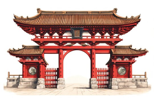 The Red Gate of Hongo gate architecture building.