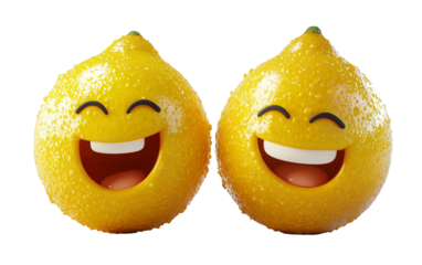 Bright yellow lemon emoji showcasing fresh citrus and playful expressive digital design isolated on transparent background PNG
