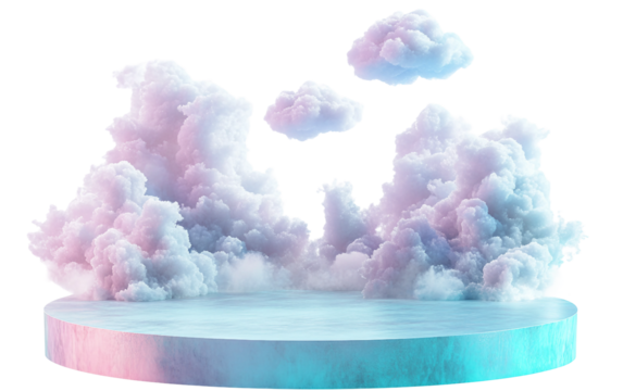 Floating pastel pink and aqua shapes in soft tones for minimalistic and vibrant visual compositions isolated on transparent background PNG