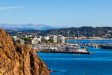 Port of Mandelieu with yachts and sailboats in Mandelieu-la-Napoule