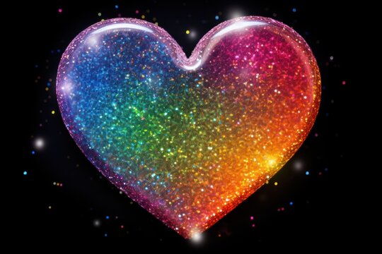 Rainbow heart glitter night star.