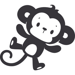 Cute Cartoon Monkey Character with Transparent Background in a Playful Pose Ideal for Childrens Media and Design Projects