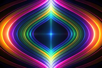 Vibrant Abstract Light Waves in Symmetrical Rainbow Spectrum for Creative Backgrounds