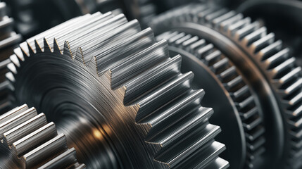 Close up of silver gear wheels