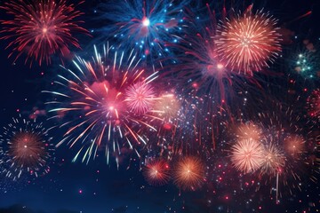 Fototapeta premium Fireworks backgrounds outdoors night.