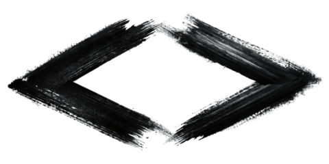 Thick brush stroke diamond shape, with grunge texture and rough edges, cutout, PNG, isolated on white or transparent background, AI