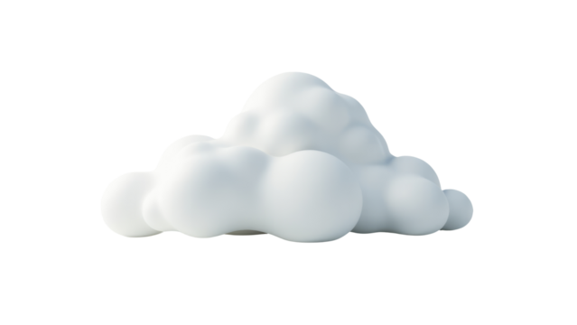 A group of white clouds sit stacked on top of each other, with clear blue sky and no other objects in the frame