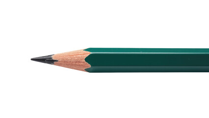 A close-up shot of a green pencil on a white background, suitable for educational or creative purposes