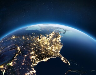 earth globe night view illuminated rim