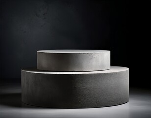 double layer round concrete podium in studio lighting