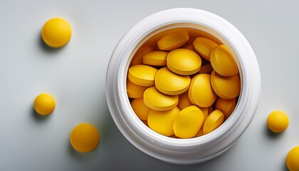 yellow pills in a white container