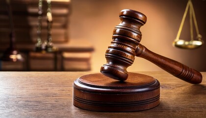 wooden gavel on a stand