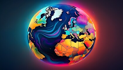 earth globe europe focused vibrant gradient colors