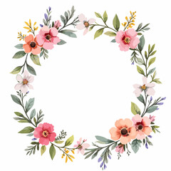 Floral Wreath Watercolor Design Elegant Botanical Circle