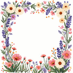 Floral Frame Illustration A Beautiful Border of Flowers and Greenery for Design