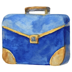 Watercolor Blue Briefcase Illustration