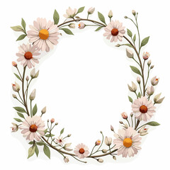 Daisy Flowers Wreath Illustration for Floral Spring Decoration
