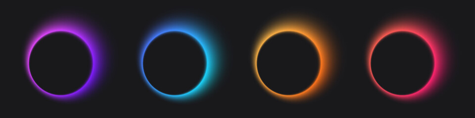 A series of vibrant neon halo circles in various colors, perfect for modern and creative design projects.