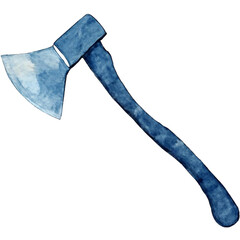 Watercolor Hand-Drawn Blue Axe