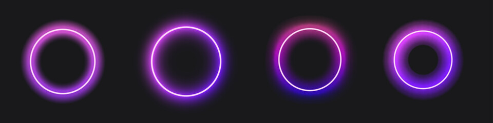 Futuristic neon halo circles featuring an eclipse effect, ideal for contemporary design projects.