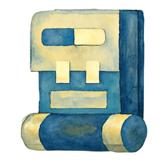 Abstract Watercolor Backpack in Blue and Yellow