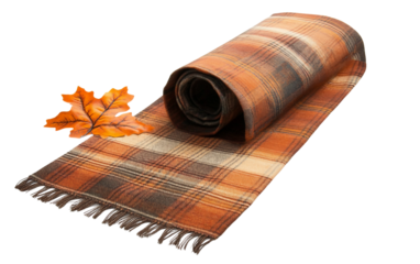 Elegant fall table runner decorated with vibrant leaves adding warmth and charm to your dining space isolated on transparent background PNG