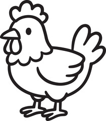 A charming illustration of a hen. The adorable chicken is presented in a simple, playful style.