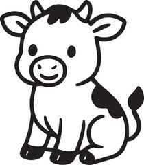 An adorable illustration of a charming calf with its simple lines and friendly demeanor. Evoking a sense of warmth, happiness, and pastoral simplicity, it’s a delightful choice.