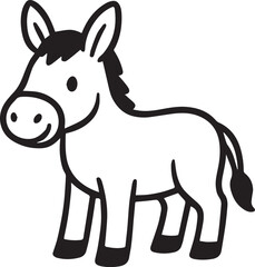 A charming illustration of a happy donkey, showcasing a cute and friendly depiction of this beloved animal, perfect for educational materials and children's content.