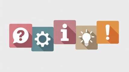 Information Iconography: A vibrant graphic showcasing a series of essential informational icons, ideal for communication and conveying vital details with clarity and style.