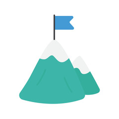 Snow capped mountain with a blue flag, perfect for travel brochures, outdoor adventure websites, and tourism promotions. Ideal for marketing materials