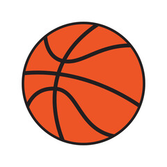 Orange basketball with black lines perfect for sports graphics, basketball related designs, team logos, and sports themed social media posts