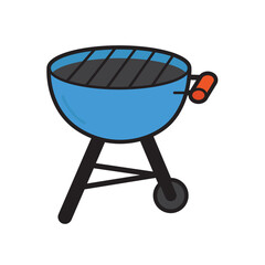 Blue barbecue grill, perfect for summer cookout designs, backyard barbecues, outdoor cooking flyers, and grilling themed graphics