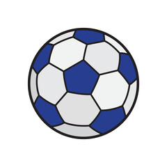 Soccer ball with blue and white pattern for sportsthemed designs, soccer events, team merchandise, sports websites, and sports products