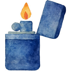 Vibrant Watercolor Lighter with Burning Flame
