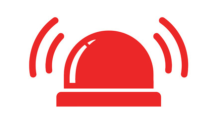 A simple red alarm signal icon is displayed with radiating sound waves around it