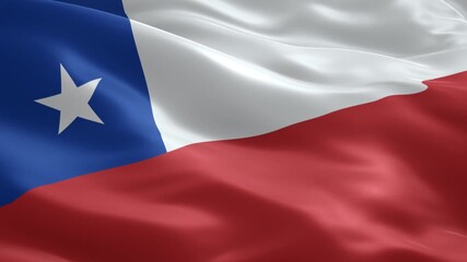 Dynamic Chilean flag waving gracefully in the wind, a patriotic symbol of national pride and cultural identity in vibrant motion