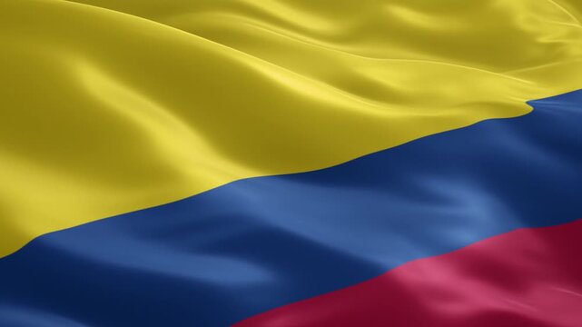 Colombian flag waving gracefully in the wind, a vibrant symbol of patriotism and national pride for use in news, documentaries, and travel promotions