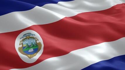 Costa Rica flag waving dynamically, a vibrant symbol of national pride and identity, perfect for travel documentaries and patriotic celebrations - Powered by Adobe