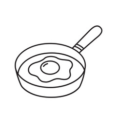 Egg cooking sunny side up in a pan line art illustration