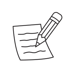 Pencil writing on lined paper line art illustration
