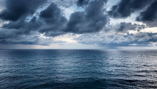 cloudy seascape ocean horizon dramatic sky - Powered by Adobe