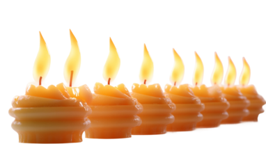Cultural and religious moment with Hanukkah candles burning in a home environment isolated on transparent background PNG