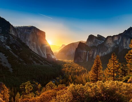 sunrise over yosemite valley - Powered by Adobe