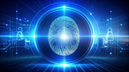 Digital fingerprint security lock technology cyber identity authentication concept - Powered by Adobe