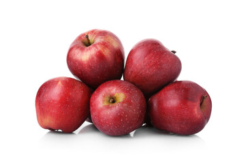 Many fresh red apples isolated on white