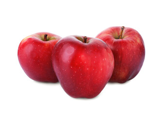 Three fresh red apples isolated on white